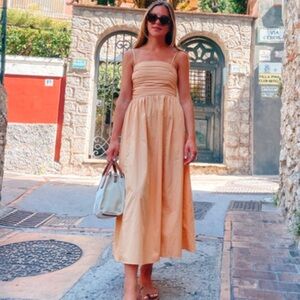 Abercrombie & Fitch Emerson Strapless Midi Dress in Peach Size XL